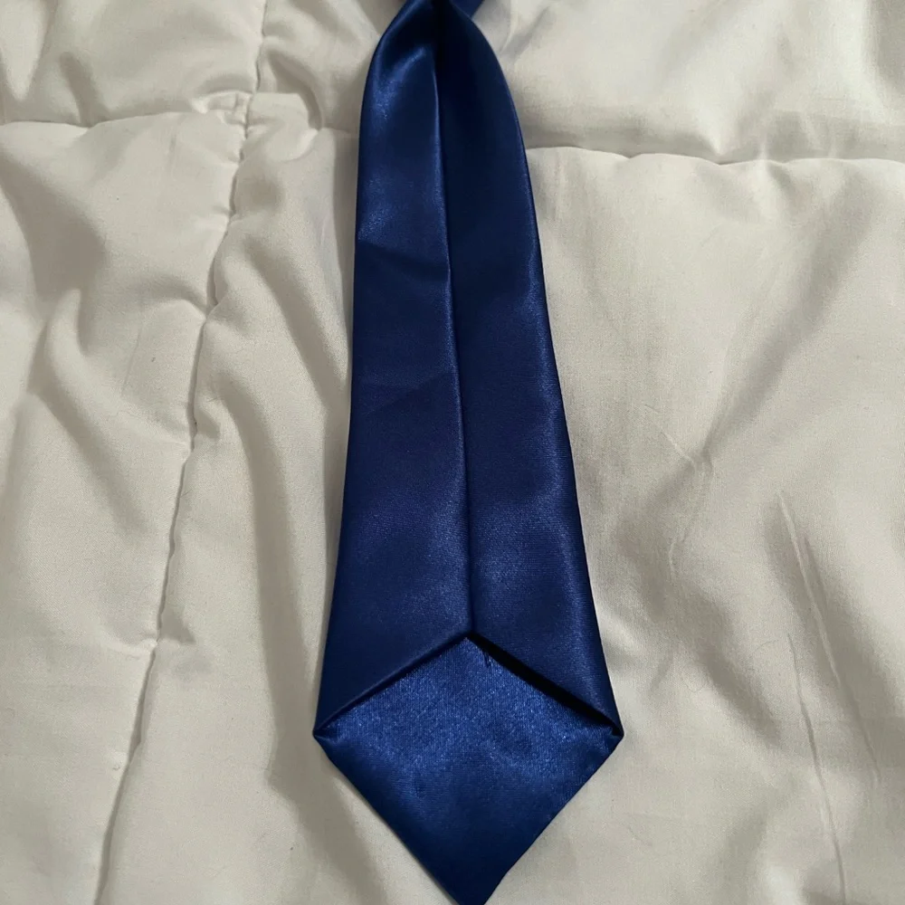 Elegant BOYS Royal Blue Satin Necktie Tie around neck formal wedding